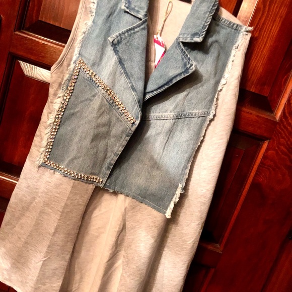New NWT long sleeveless denim jacket or vest  size M/L - Picture 9 of 16